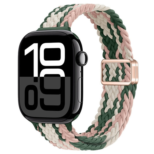 For Apple Watch Series 10 42mm Slim Magnetic Buckle Nylon Braided Watch Band(Pink Star Cactus) by bashfashion