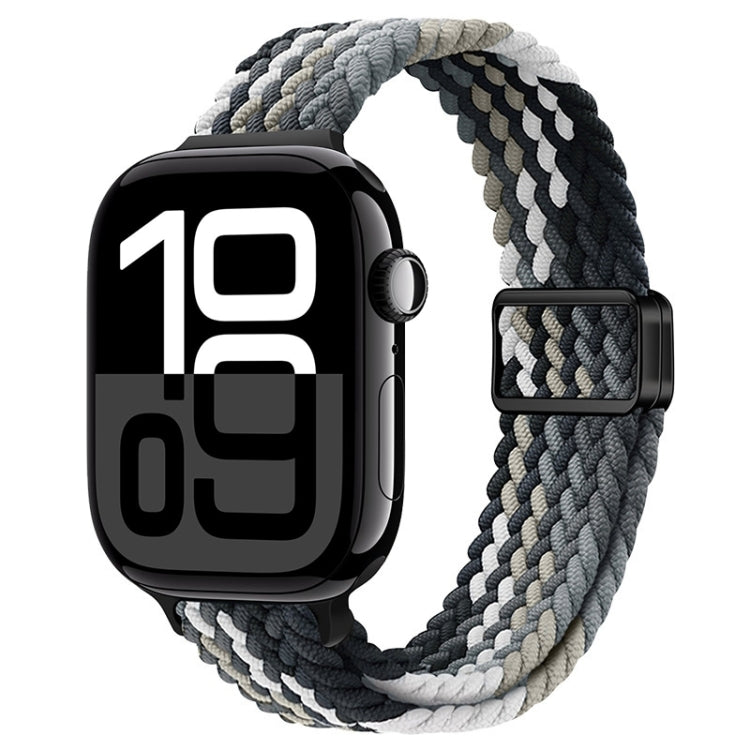 For Apple Watch Series 10 42mm Slim Magnetic Buckle Nylon Braided Watch Band(Dark Chocolate) by bashfashion