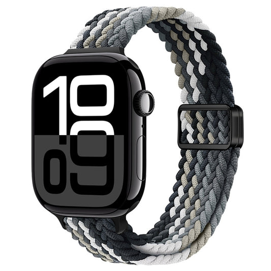 For Apple Watch Series 10 42mm Slim Magnetic Buckle Nylon Braided Watch Band(Dark Chocolate) by bashfashion