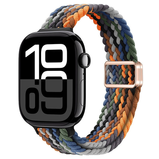 For Apple Watch Series 10 42mm Slim Magnetic Buckle Nylon Braided Watch Band(Camouflage Colorful) by bashfashion