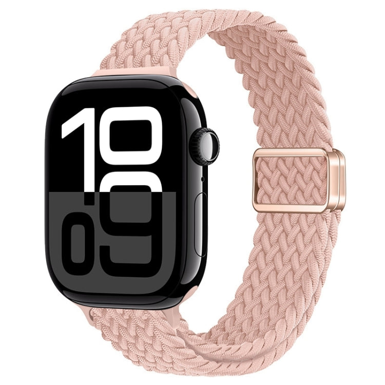 For Apple Watch Series 10 42mm Slim Magnetic Buckle Nylon Braided Watch Band(Cream Pink Sand) by bashfashion
