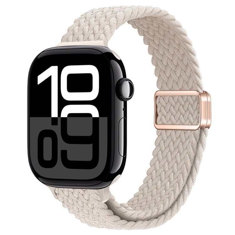For Apple Watch Series 10 42mm Slim Magnetic Buckle Nylon Braided Watch Band(Starlight) by bashfashion