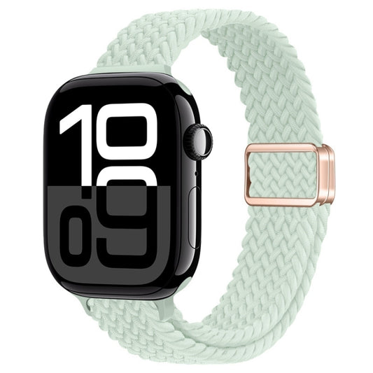 For Apple Watch Series 10 46mm Slim Magnetic Buckle Nylon Braided Watch Band(Light Mint) by bashfashion