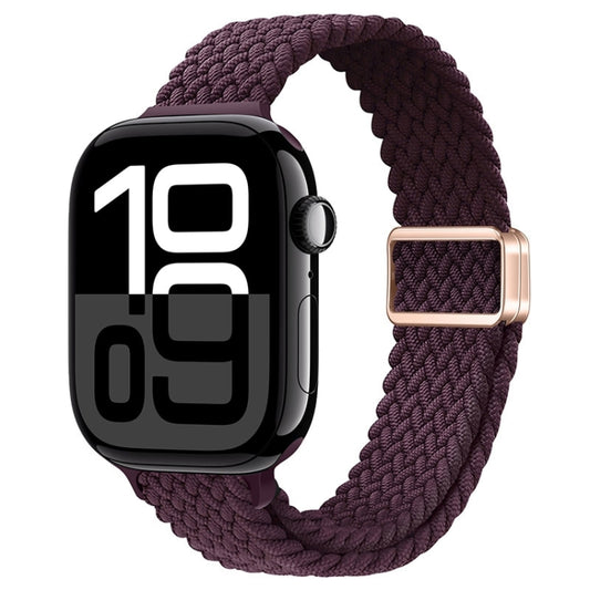 For Apple Watch Series 10 46mm Slim Magnetic Buckle Nylon Braided Watch Band(Crimson Cherry) by bashfashion