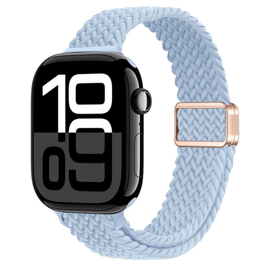 For Apple Watch Series 10 46mm Slim Magnetic Buckle Nylon Braided Watch Band(Light Blue) by bashfashion