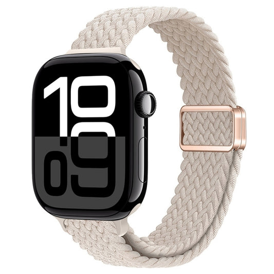 For Apple Watch Series 10 46mm Slim Magnetic Buckle Nylon Braided Watch Band(Starlight) by bashfashion