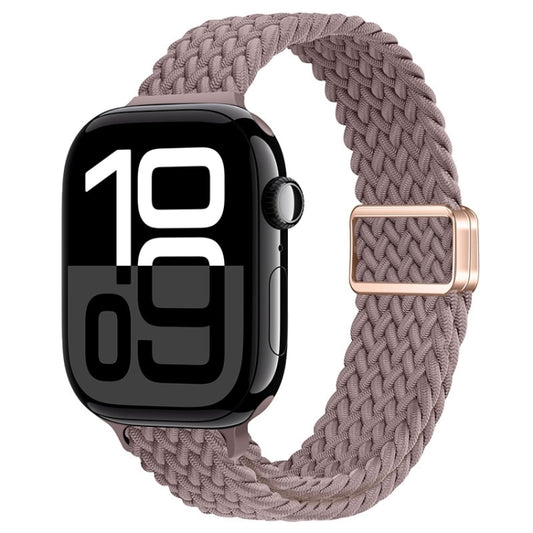 For Apple Watch Series 10 46mm Slim Magnetic Buckle Nylon Braided Watch Band(Smoke Purple) by bashfashion