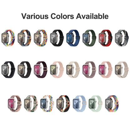 For Apple Watch SE 2022 40mm Slim Magnetic Buckle Nylon Braided Watch Band(Smoke Purple) by bashfashion