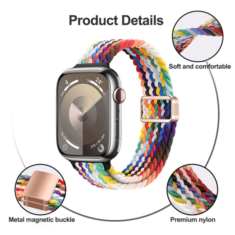 For Apple Watch SE 40mm Slim Magnetic Buckle Nylon Braided Watch Band(Z Pattern Black Red) by bashfashion
