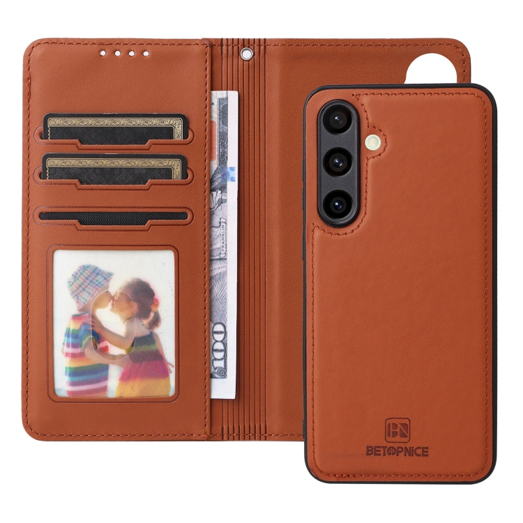 For Samsung Galaxy S24 FE 5G BETOPNICE BN-005 2 in 1 Detachable Imitate Genuine Leather Phone Case(Brown) by BETOPNICE