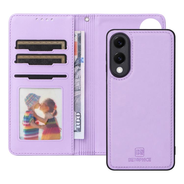 For Samsung Galaxy S25 Edge 5G BETOPNICE BN-005 2 in 1 Detachable Imitate Genuine Leather Phone Case(Light Purple) by BETOPNICE