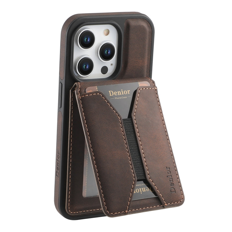 For iPhone 15 Denior D17 Skin Feel MagSafe Detachable Card Slot Phone Case(Brown) by Denior