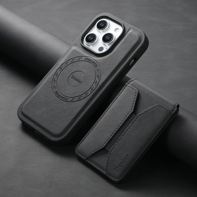 For iPhone 15 Pro Denior D17 Skin Feel MagSafe Detachable Card Slot Phone Case(Black) by Denior