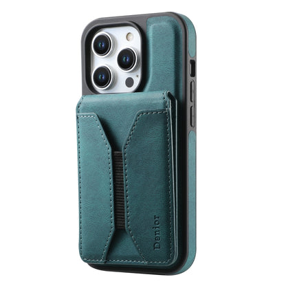 For iPhone 15 Pro Max Denior D17 Skin Feel MagSafe Detachable Card Slot Phone Case(Blue) by Denior
