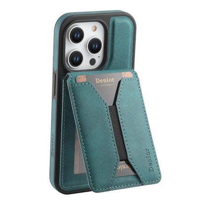 For iPhone 15 Pro Max Denior D17 Skin Feel MagSafe Detachable Card Slot Phone Case(Blue) by Denior