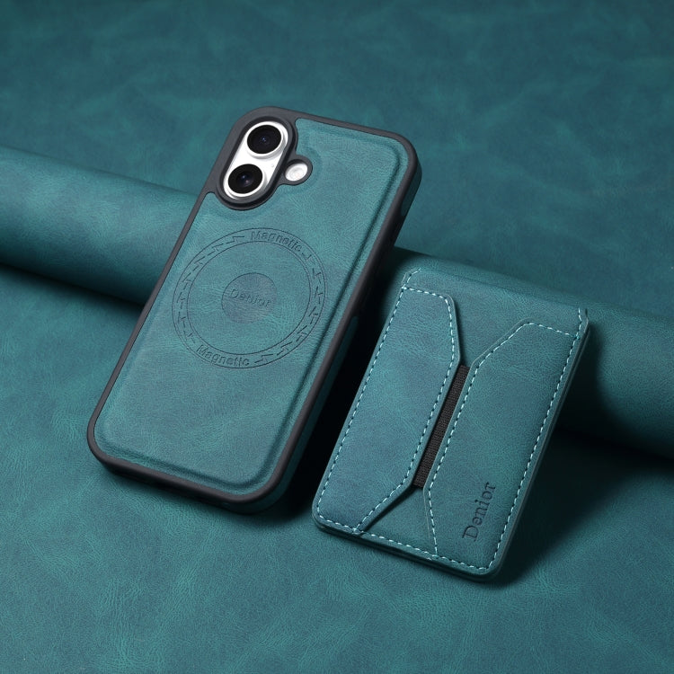 For iPhone 16 Plus Denior D17 Skin Feel MagSafe Detachable Card Slot Phone Case(Blue) by Denior