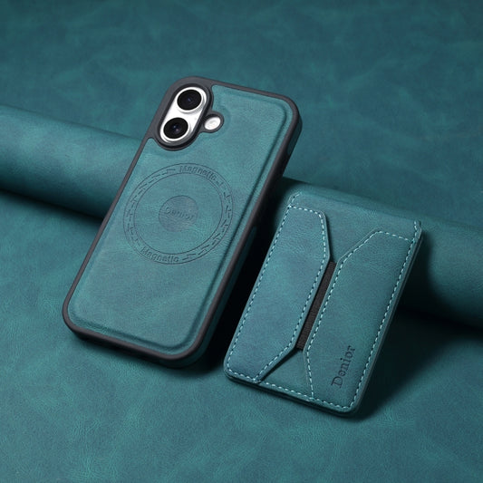 For iPhone 16 Plus Denior D17 Skin Feel MagSafe Detachable Card Slot Phone Case(Blue) by Denior