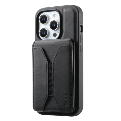 For iPhone 16 Pro Denior D17 Skin Feel MagSafe Detachable Card Slot Phone Case(Black) by Denior