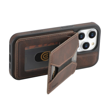 For iPhone 16 Pro Max Denior D17 Skin Feel MagSafe Detachable Card Slot Phone Case(Brown) by Denior