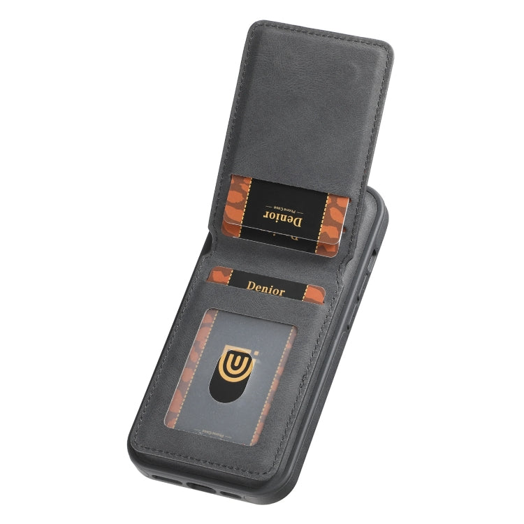 For iPhone 16 Pro Max Denior D17 Skin Feel MagSafe Detachable Card Slot Phone Case(Black) by Denior