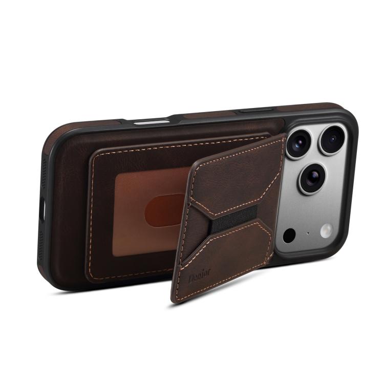 For iPhone 17 Pro Max Denior D17 Skin Feel MagSafe Detachable Card Slot Phone Case(Brown) by Denior