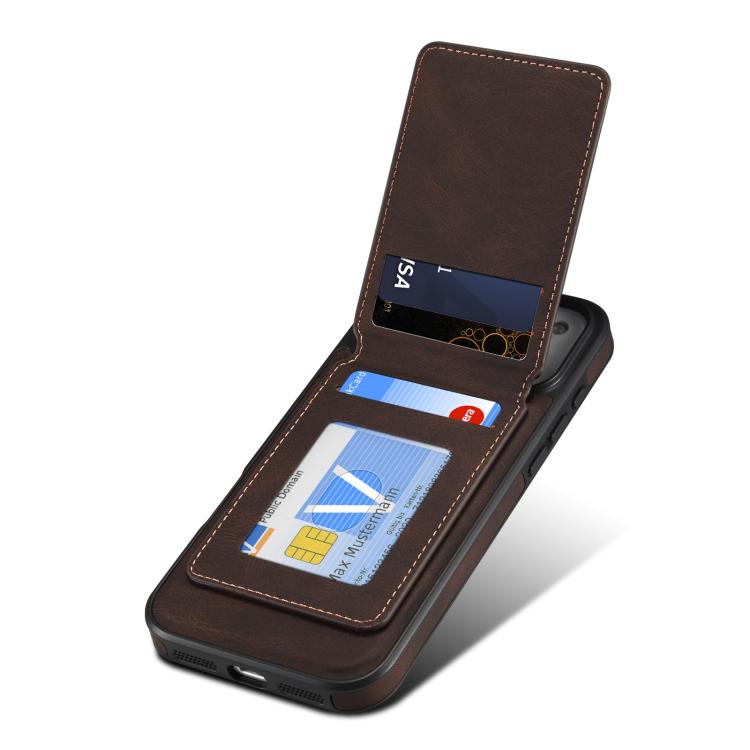 For iPhone 17 Pro Max Denior D17 Skin Feel MagSafe Detachable Card Slot Phone Case(Brown) by Denior