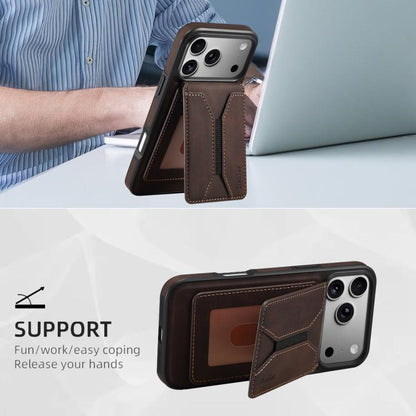 For iPhone 17 Pro Max Denior D17 Skin Feel MagSafe Detachable Card Slot Phone Case(Brown) by Denior