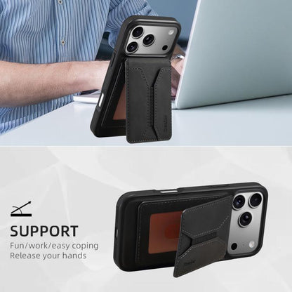 For iPhone 17 Pro Max Denior D17 Skin Feel MagSafe Detachable Card Slot Phone Case(Black) by Denior