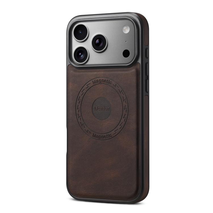 For iPhone 17 Pro Denior D17 Skin Feel MagSafe Detachable Card Slot Phone Case(Brown) by Denior