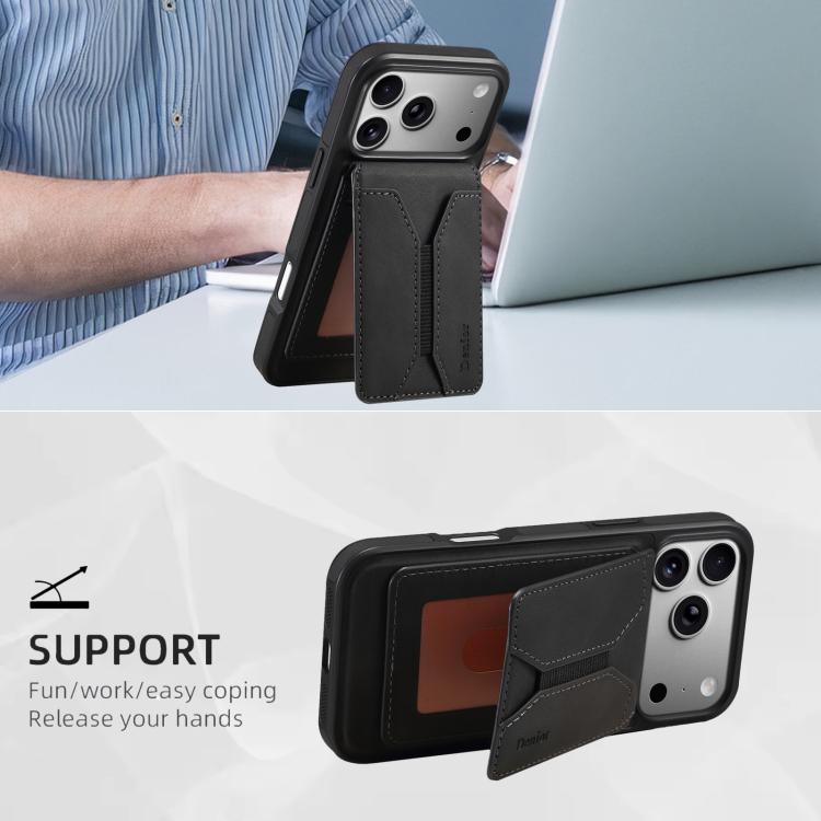 For iPhone 17 Pro Denior D17 Skin Feel MagSafe Detachable Card Slot Phone Case(Black) by Denior