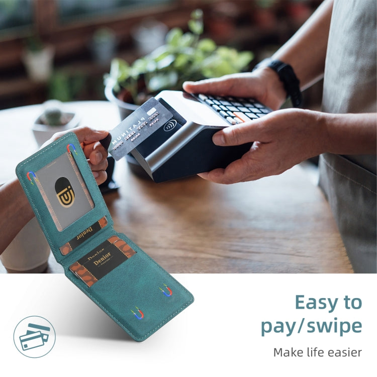 Denior V11 VV MagSafe Magnetic Phone PU Card Sleeve(Blue) by Denior