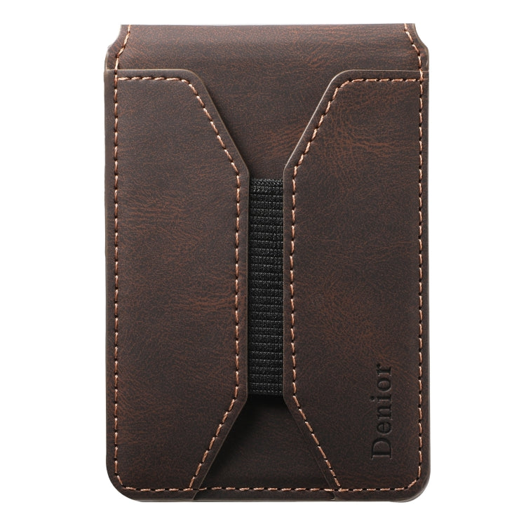 Denior V11 VV MagSafe Magnetic Phone PU Card Sleeve(Brown) by Denior