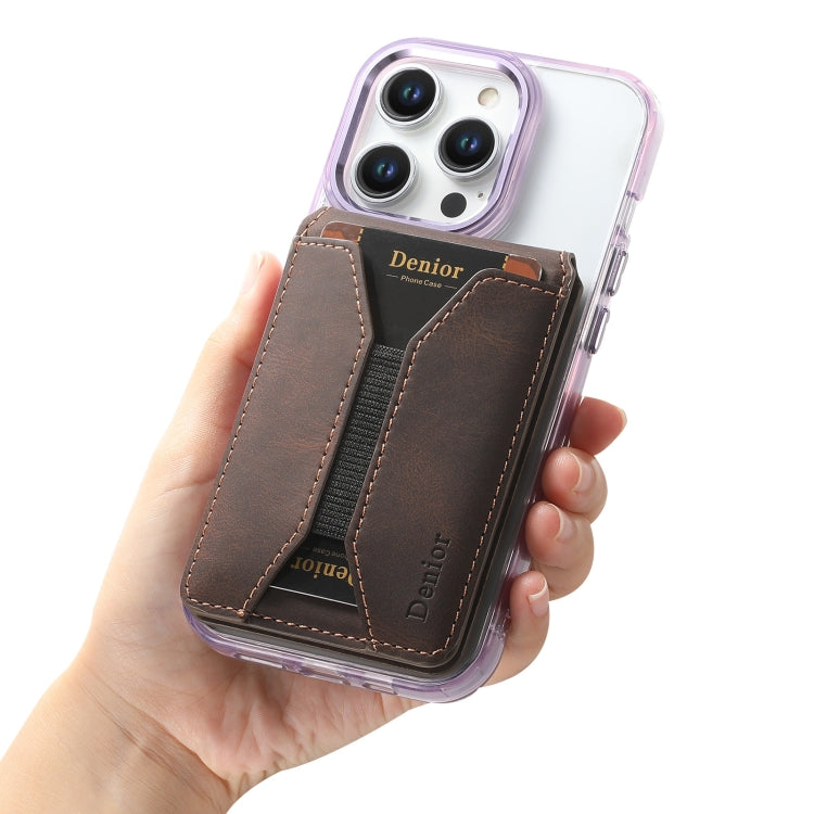Denior V11 VV MagSafe Magnetic Phone PU Card Sleeve(Brown) by Denior