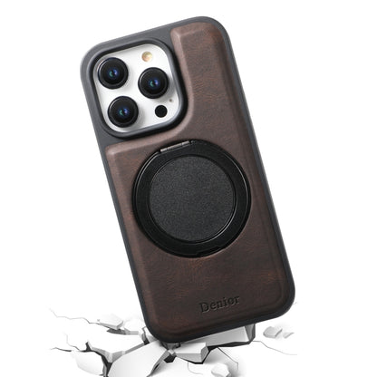 For iPhone 14 / 13 Denior A14 Skin Feel Rotating Holder MagSafe Phone Case(Brown) by Denior