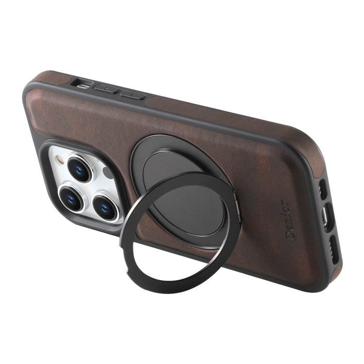 For iPhone 14 / 13 Denior A14 Skin Feel Rotating Holder MagSafe Phone Case(Brown) by Denior