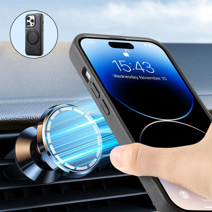 For iPhone 13 Pro Max Denior A14 Skin Feel Rotating Holder MagSafe Phone Case(Black) by Denior