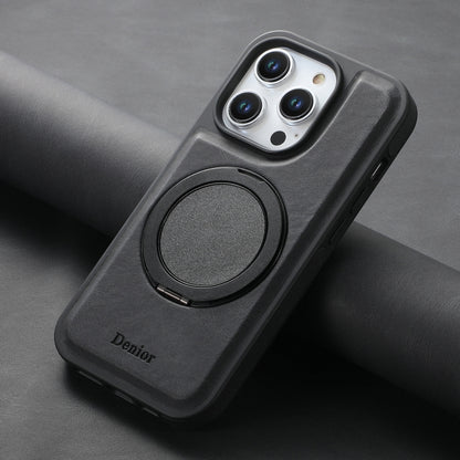 For iPhone 15 Pro Max Denior A14 Skin Feel Rotating Holder MagSafe Phone Case(Black) by Denior