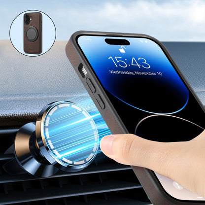 For iPhone 16 Denior A14 Skin Feel Rotating Holder MagSafe Phone Case(Brown) by Denior