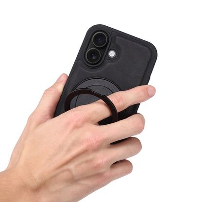 For iPhone 16 Denior A14 Skin Feel Rotating Holder MagSafe Phone Case(Black) by Denior