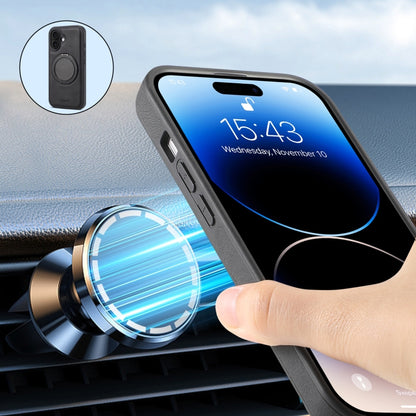 For iPhone 16 Denior A14 Skin Feel Rotating Holder MagSafe Phone Case(Black) by Denior