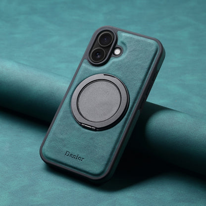 For iPhone 16 Plus Denior A14 Skin Feel Rotating Holder MagSafe Phone Case(Blue) by Denior