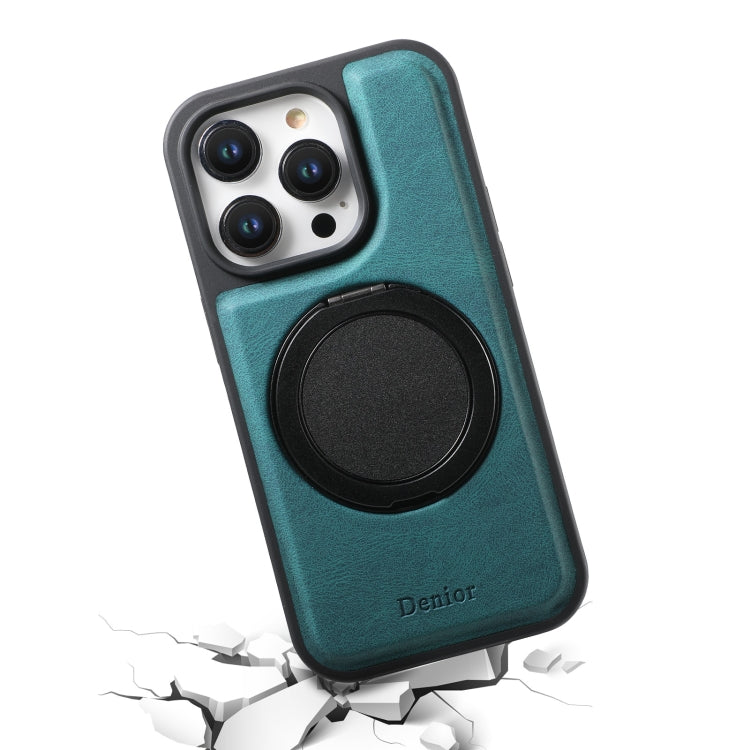 For iPhone 16 Plus Denior A14 Skin Feel Rotating Holder MagSafe Phone Case(Blue) by Denior