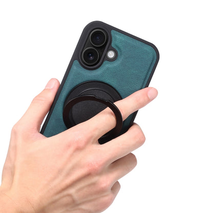 For iPhone 16 Plus Denior A14 Skin Feel Rotating Holder MagSafe Phone Case(Blue) by Denior
