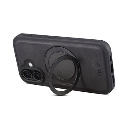 For iPhone 16 Plus Denior A14 Skin Feel Rotating Holder MagSafe Phone Case(Black) by Denior