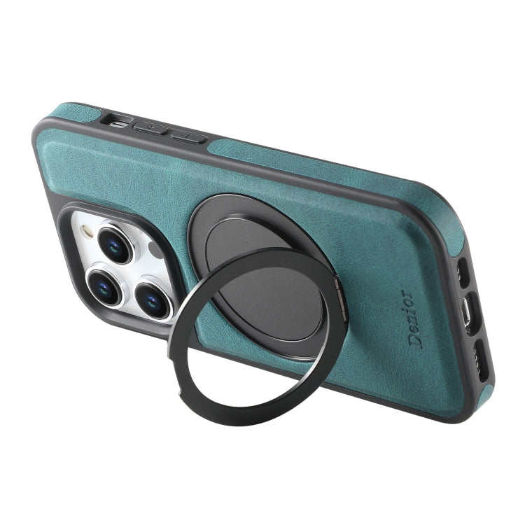 For iPhone 16 Pro Denior A14 Skin Feel Rotating Holder MagSafe Phone Case(Blue) by Denior