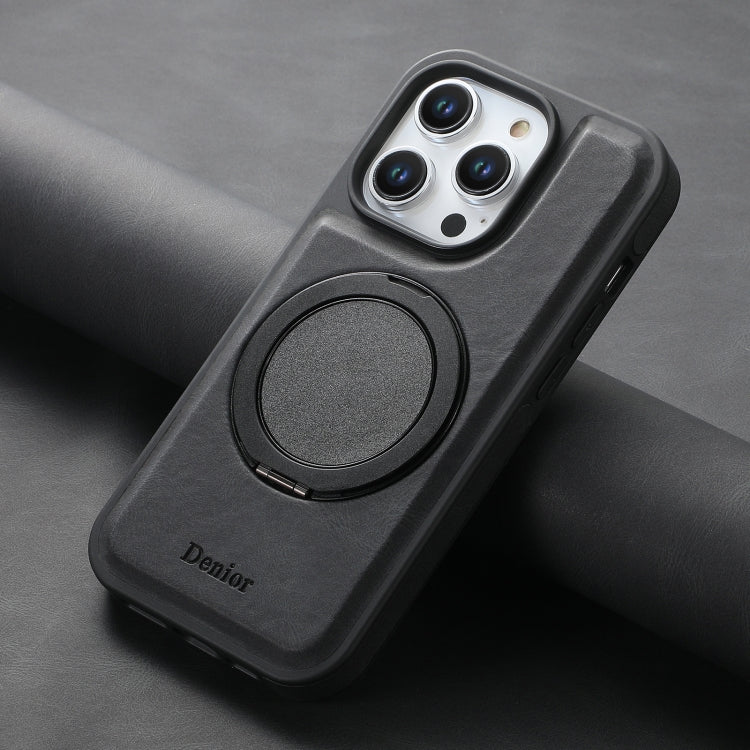 For iPhone 16 Pro Denior A14 Skin Feel Rotating Holder MagSafe Phone Case(Black) by Denior