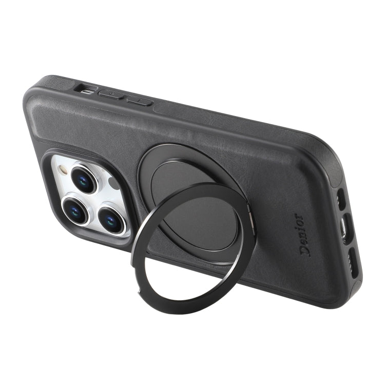 For iPhone 16 Pro Max Denior A14 Skin Feel Rotating Holder MagSafe Phone Case(Black) by Denior