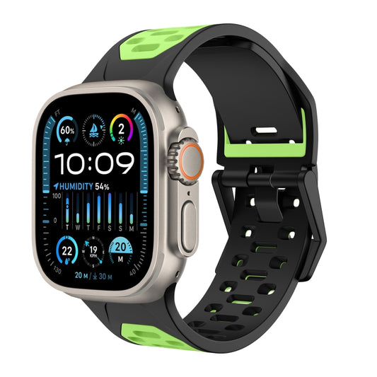For Apple Watch Ultra 2 49mm Meteorite Two-color Silicone Watch Band(Black Green) by bashfashion
