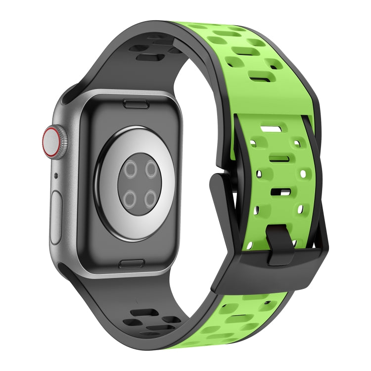 For Apple Watch Ultra 2 49mm Meteorite Two-color Silicone Watch Band(Black Green) by bashfashion
