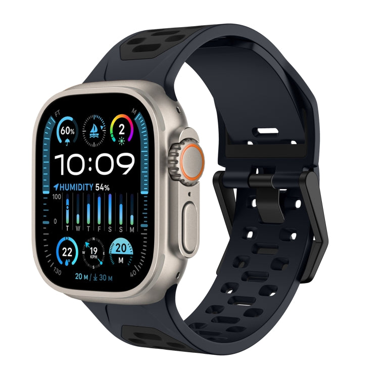 For Apple Watch Ultra 2 49mm Meteorite Two-color Silicone Watch Band(Grey Black) by bashfashion